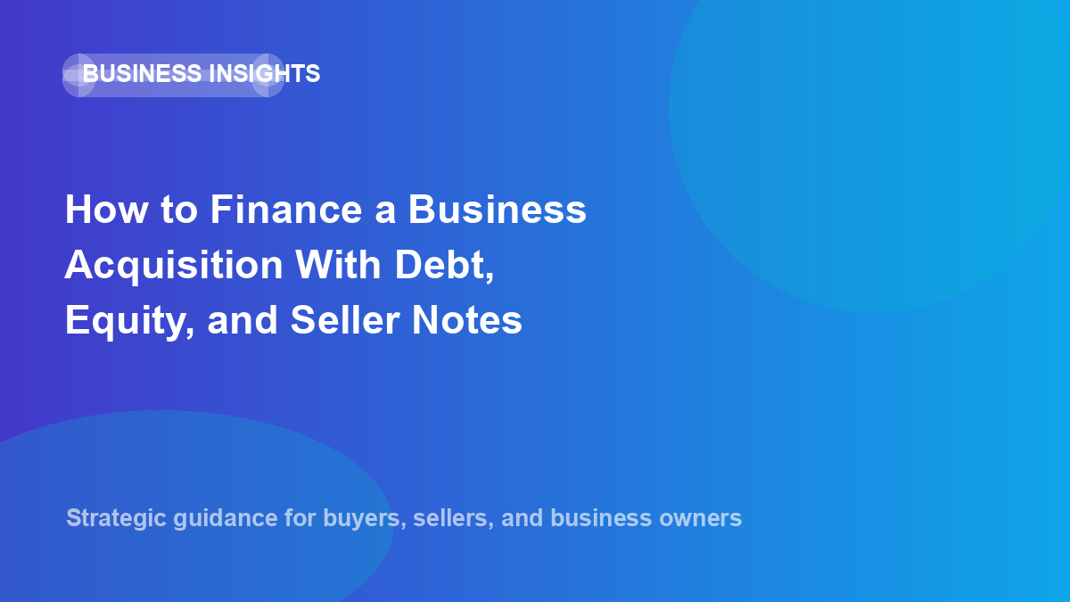 How to Finance a Business Acquisition With Debt, Equity, and Seller Notes